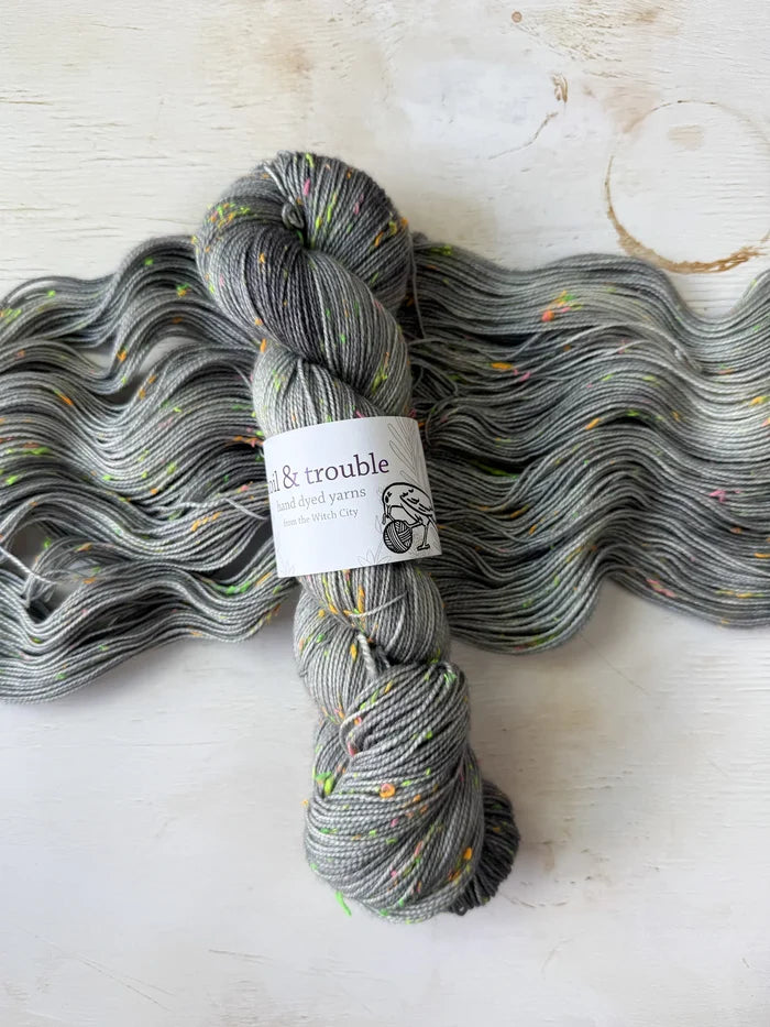 Toil & Trouble Hand-Dyed Confetti Neon Sock