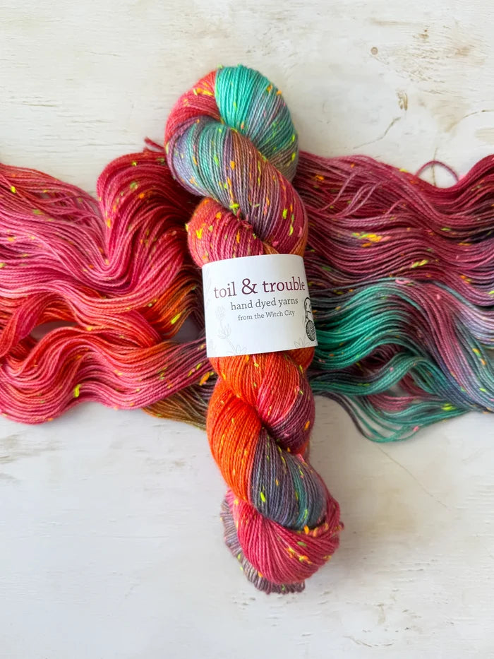 Toil & Trouble Hand-Dyed Confetti Neon Sock