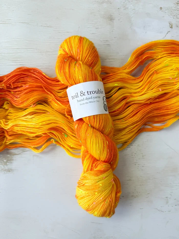 Toil & Trouble Hand-Dyed Confetti Neon Sock