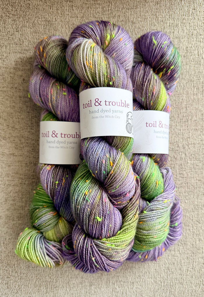 Toil & Trouble Hand-Dyed Confetti Neon Sock