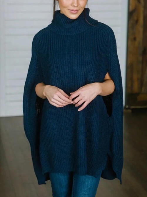 Turtleneck Slit Sweater - Madikfashions.com