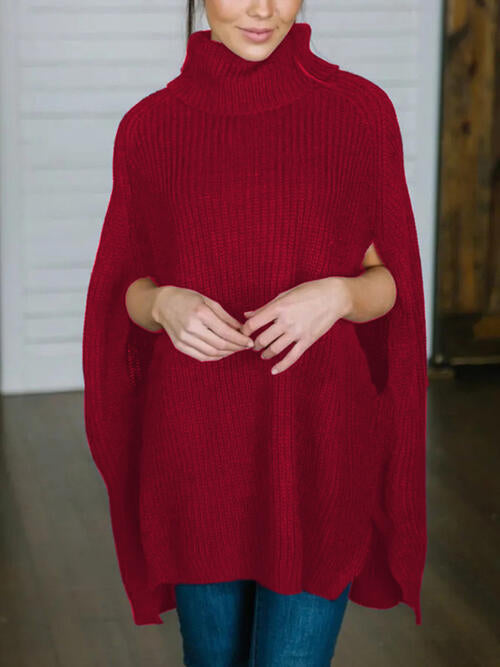 Turtleneck Slit Sweater - Madikfashions.com