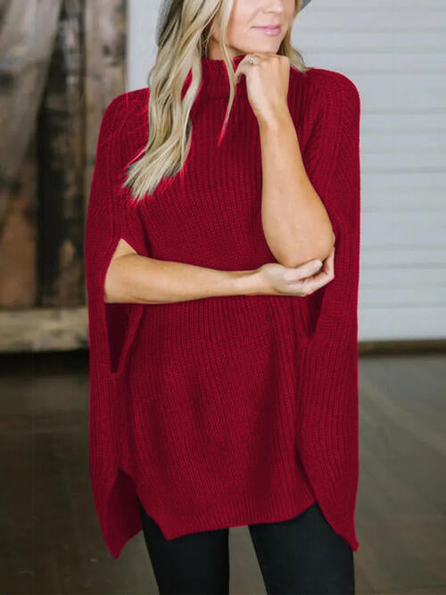 Turtleneck Slit Sweater - Madikfashions.com