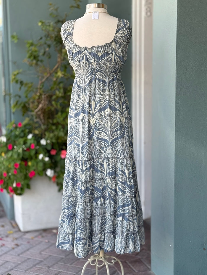 flowy blue maxi dress