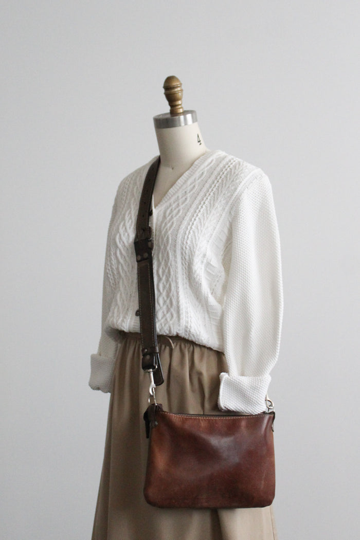 two tone leather shoulder bag
