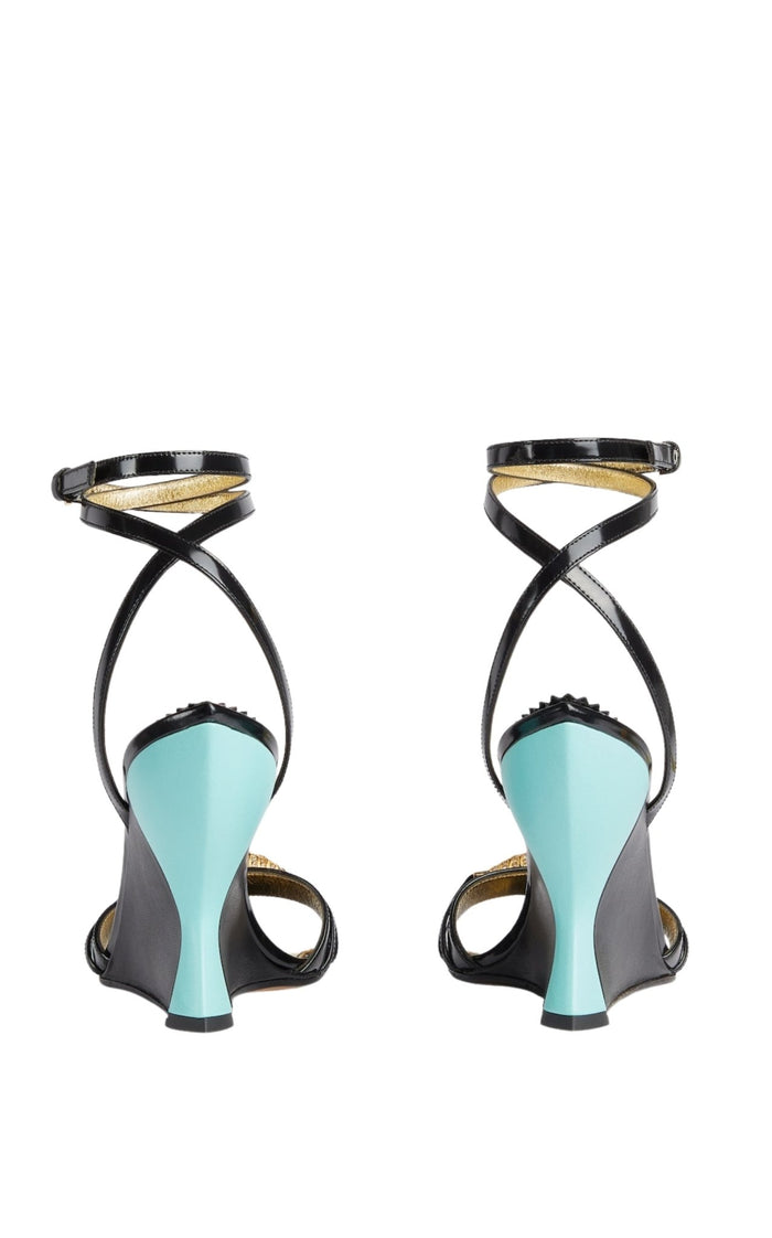Gucci Two - Toned Embellished Wedge Sandals - Runway Catalog