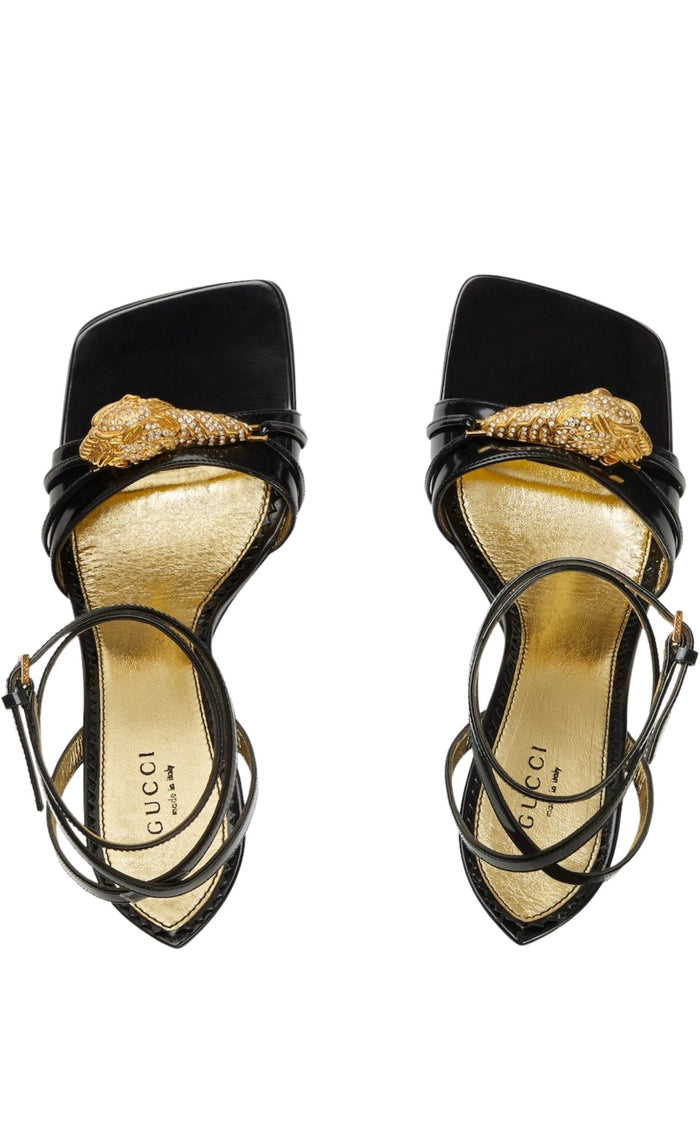 Gucci Two - Toned Embellished Wedge Sandals - Runway Catalog
