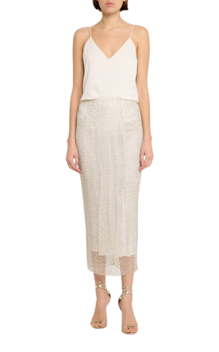 MARKARIAN Ulla Mesh Rhinestone - Embellished Pencil Skirt - Runway Catalog