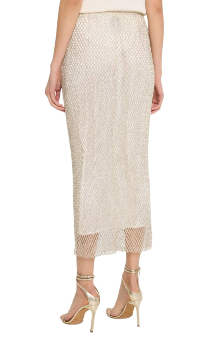 MARKARIAN Ulla Mesh Rhinestone - Embellished Pencil Skirt - Runway Catalog