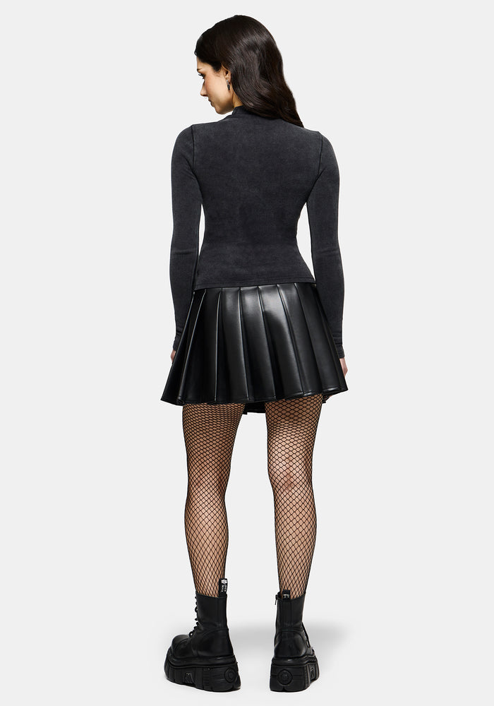 Uma Embroidered Seamed Ribbed Long Sleeved Top