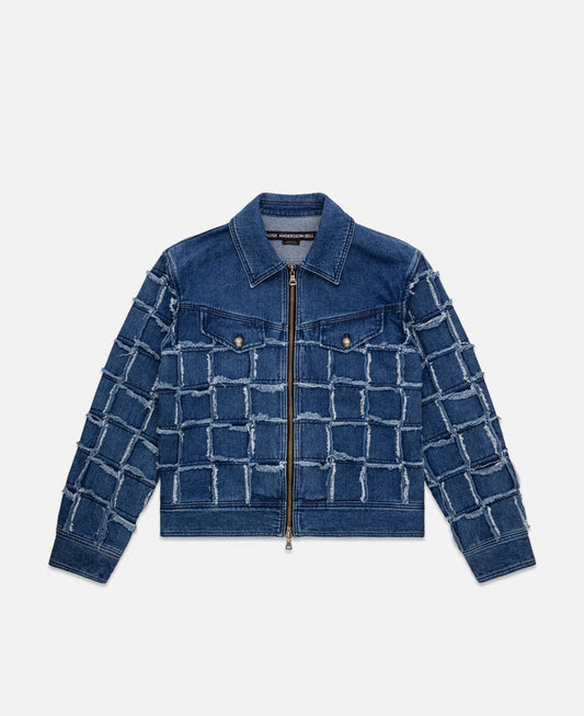Unisex New Patchwork Denim Jacket (Blue)
