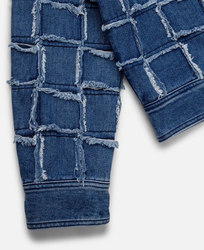 Unisex New Patchwork Denim Jacket (Blue)