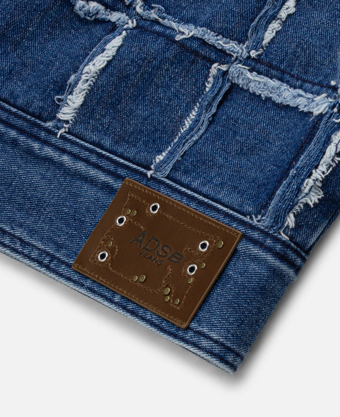 Unisex New Patchwork Denim Jacket (Blue)