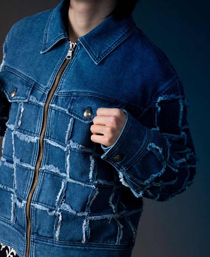 Unisex New Patchwork Denim Jacket (Blue)