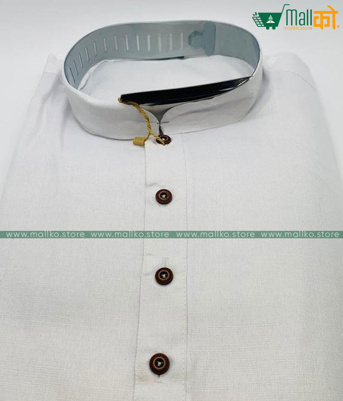 USMAN KURTA PANT SET (White/Cotton)