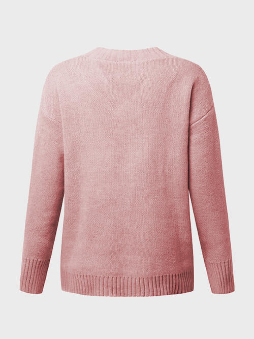 V-Neck Long Sleeve Knit Top - Madikfashions.com