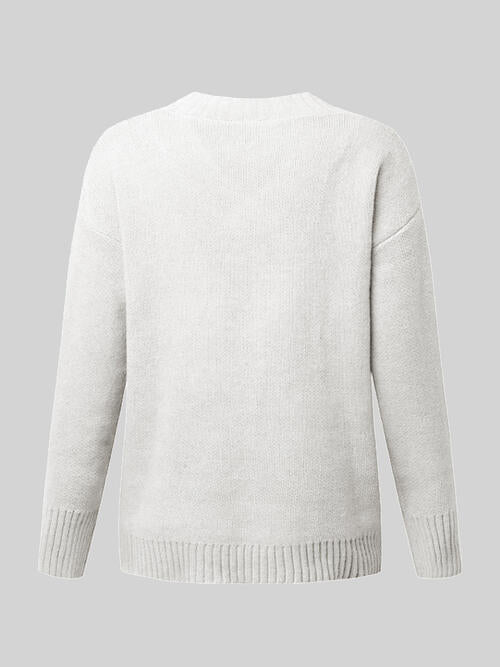 V-Neck Long Sleeve Knit Top - Madikfashions.com