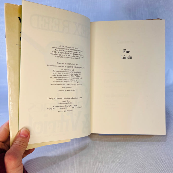 Valentines & Vitriol by Rex Reed 1997 Delacorte Press