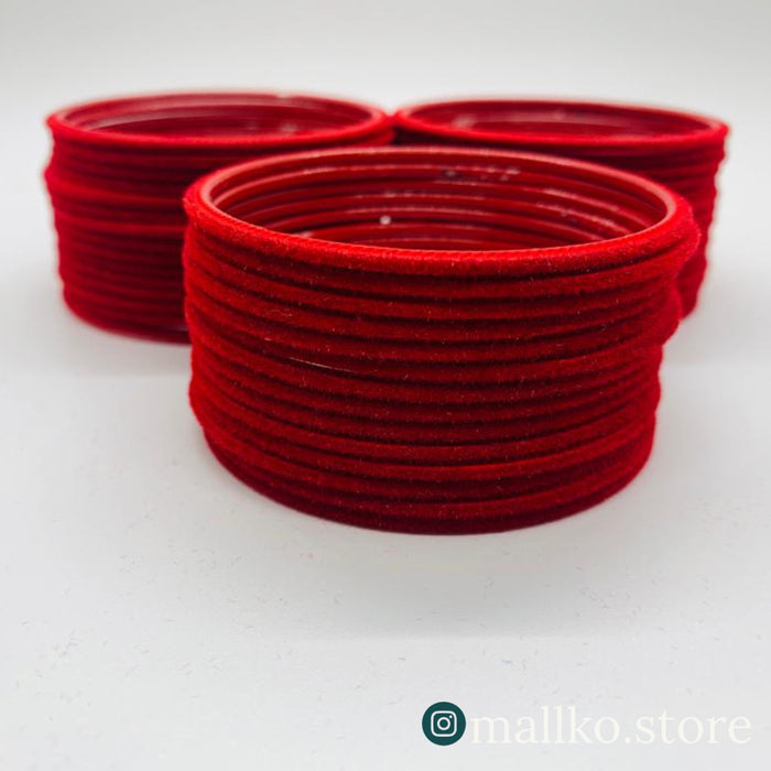Assorted Velvet Bangles Set (12 Bangles)