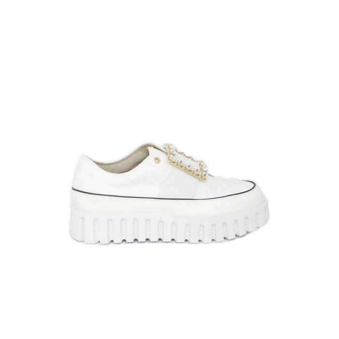 Roger Vivier Viv' Go - Thick Buckle White Platform Sneakers - Runway Catalog