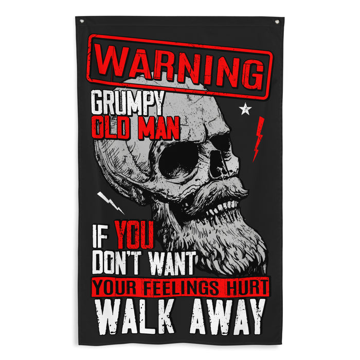 Warning: Grumpy Old Man Wall Flag