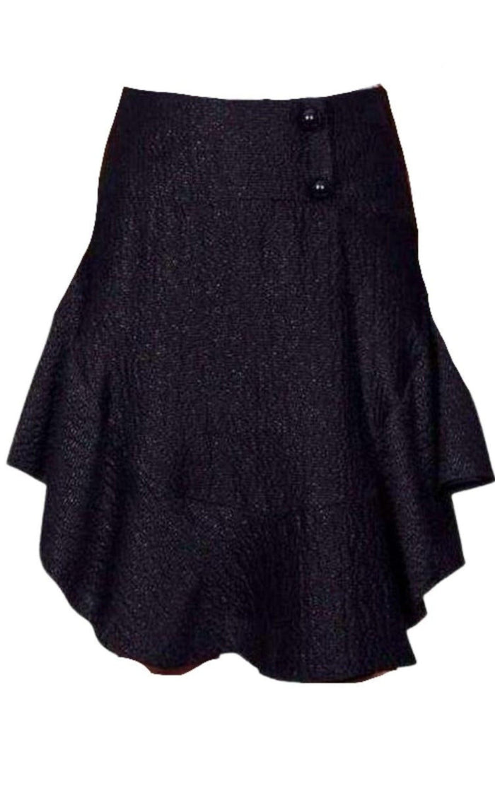 Chloe Wavy Shiny Black Jacquard Skirt - Runway Catalog