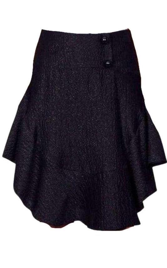Chloe Wavy Shiny Black Jacquard Skirt - Runway Catalog