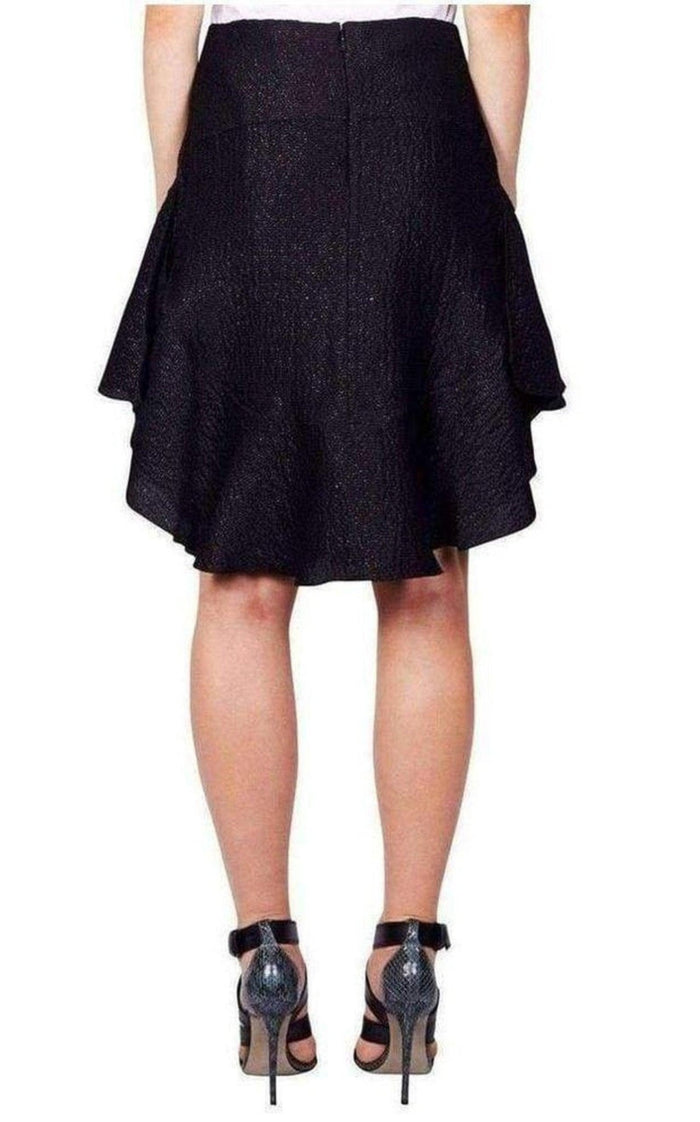 Chloe Wavy Shiny Black Jacquard Skirt - Runway Catalog