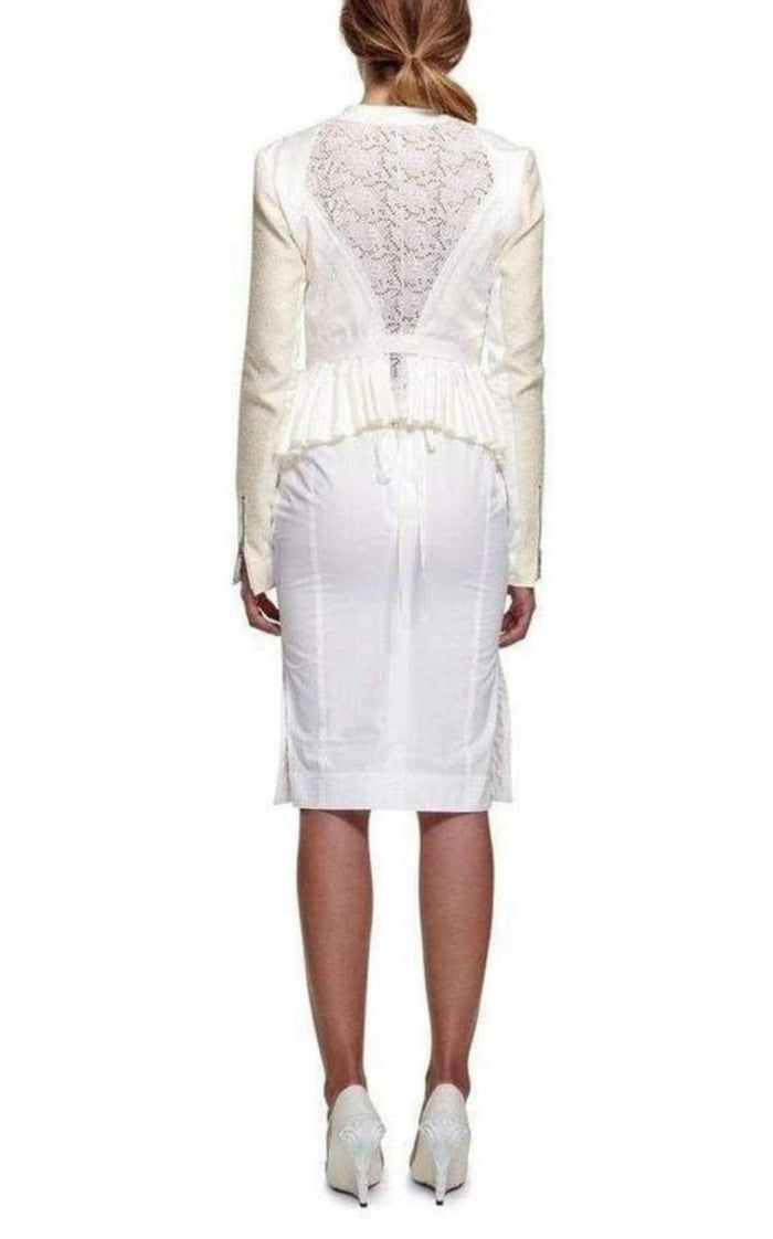 Nina Ricci White Tailored Cotton Lace Back Jacket - Runway Catalog