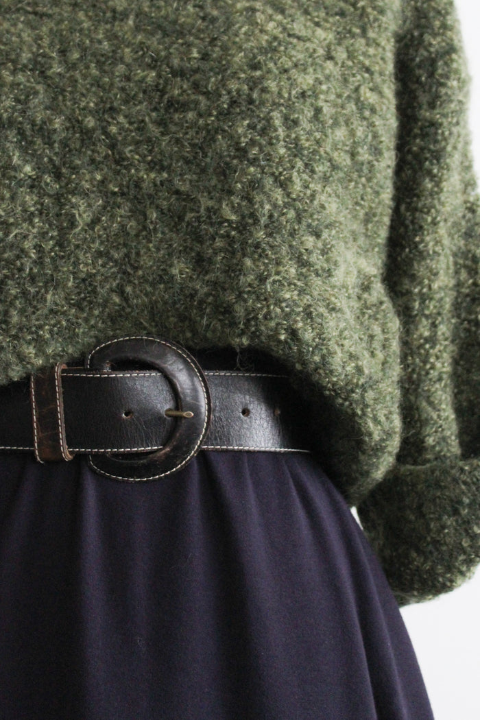wide ashblack leather belt