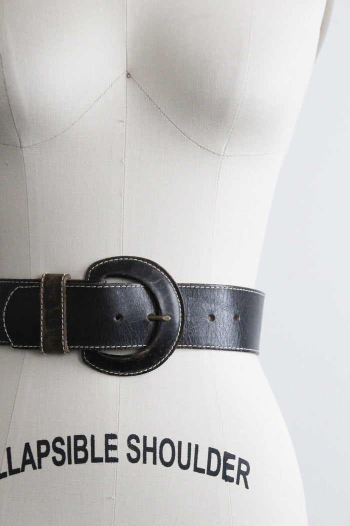 wide ashblack leather belt