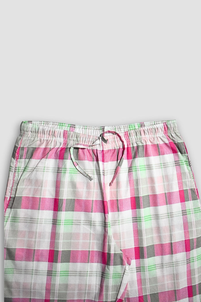 Women Cotton Check Trouser (pink Check) - Hinz Clothing