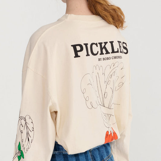 Women's Cotton Pickles Relaxed LS T-shirt - Ecru