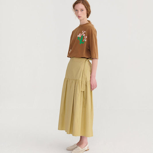Women's Cotton Poplin Paper Touch Wrap Skirt - Warm Sand