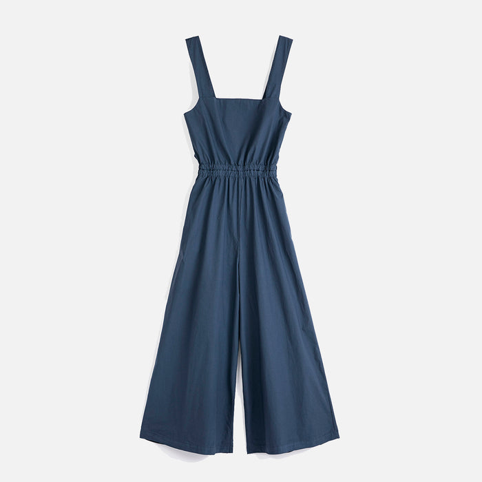 Women's Cotton Poplin Strap Overall - Textured Blue