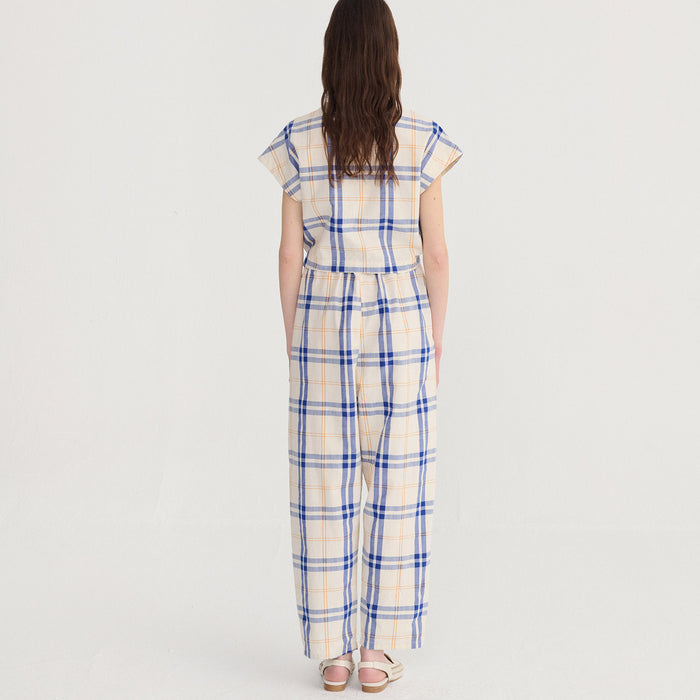 Women's Cotton Relaxed Jumpsuit - Fun Tartan