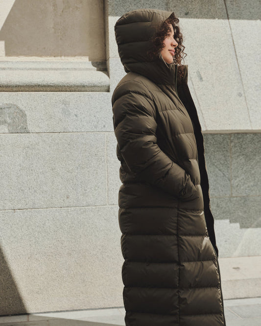 Women's Epiq Down Hooded Long Parka v2 - Light Moss