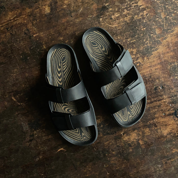 Women's Leather Sensus Yin Slides - Obsidian