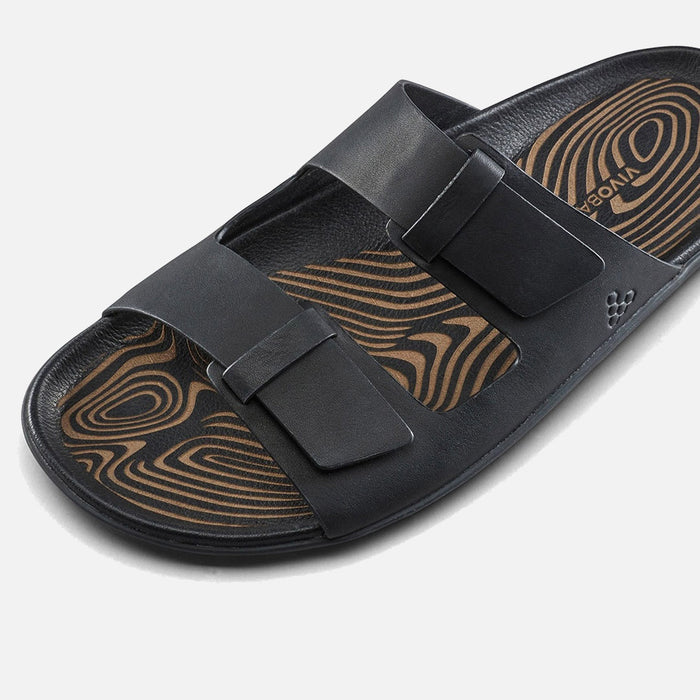 Women's Leather Sensus Yin Slides - Obsidian