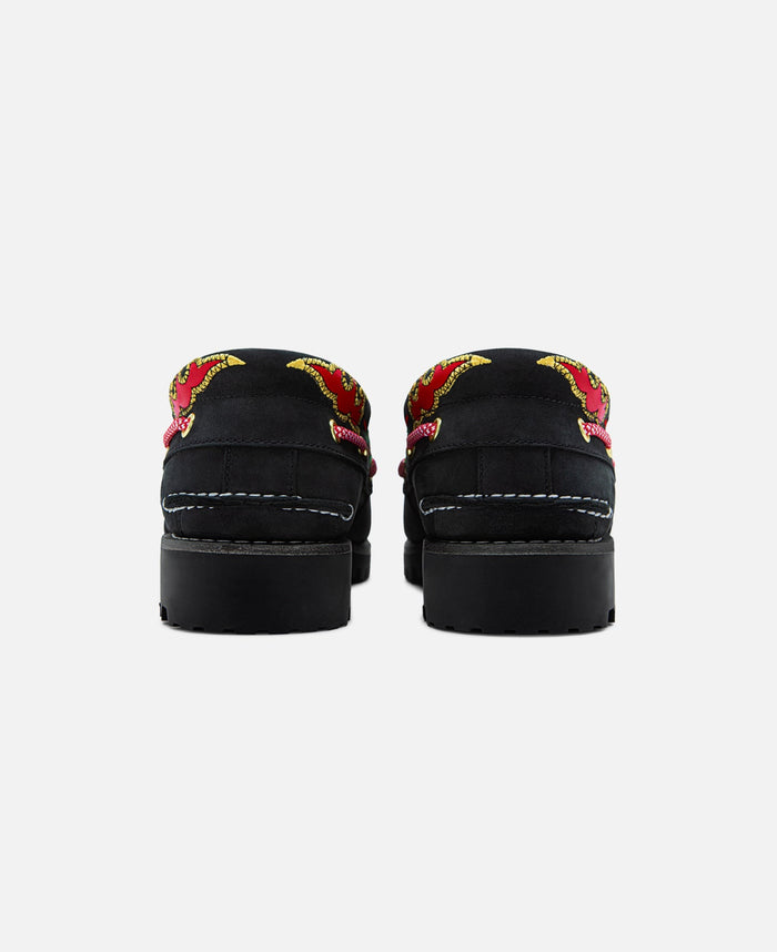 Women's Noreen 3-Eye Lug Handsewn Boat Shoes (Black)