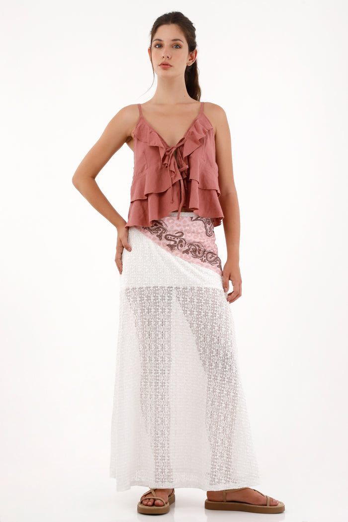 Women's Pink Ruffled Blouse
