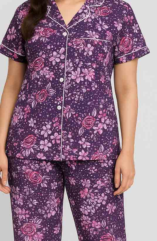 Women's printed shirt 👚and printed trouser same  ( premium Buttoned Night Suit ) - Hinz Clothing
