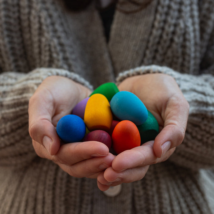Wooden Rainbow Eggs Mandala - 36 Pieces