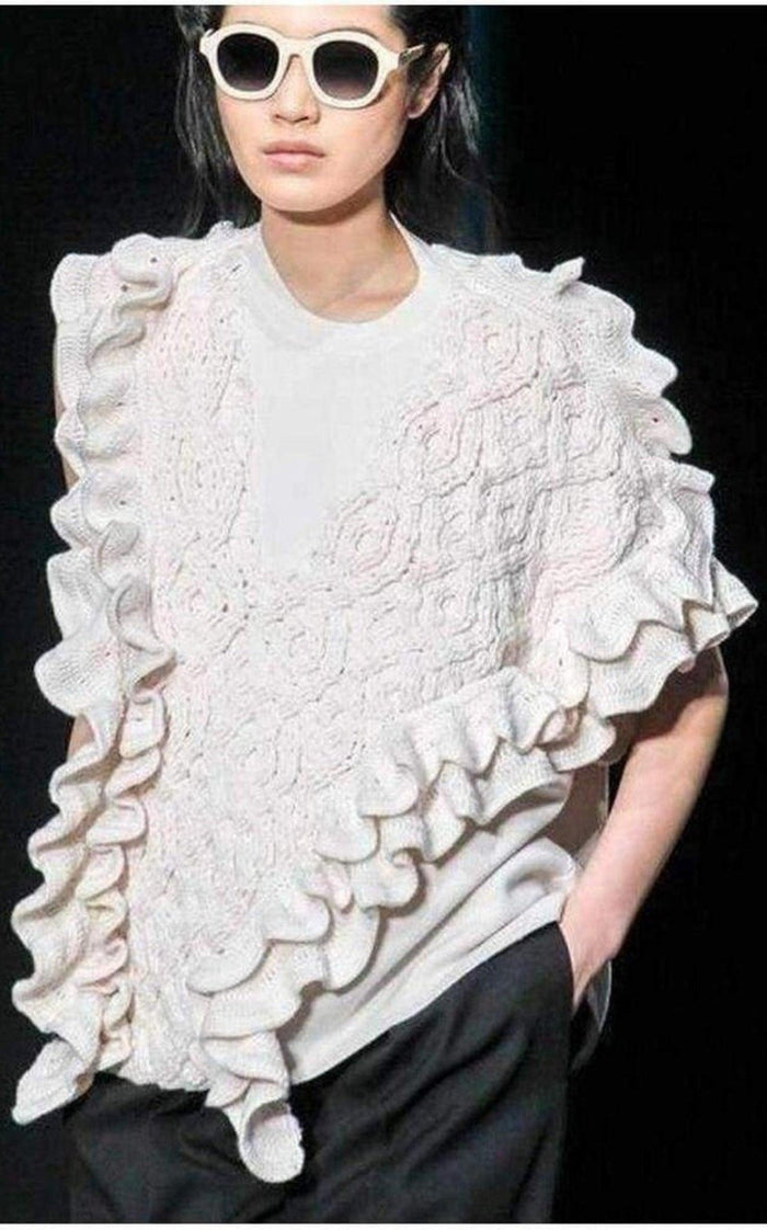 Phillip Lim Wool Crochet Ruffle Sleeveless Knit Sweater Vest - Runway Catalog