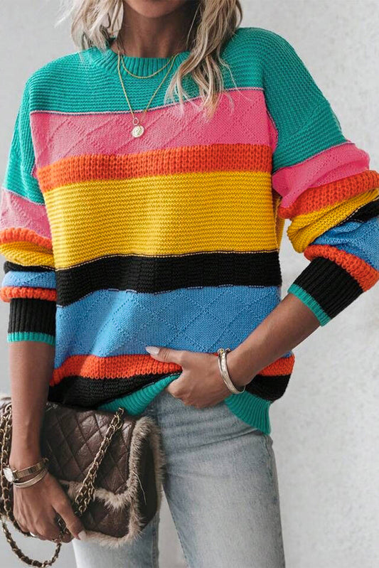 Yellow Colourblock Mixed Textured Drop Shoulder Sweater - YELLOW / S / 65% ACRYLIC + 35% POLYAMIDE - Sweaters &