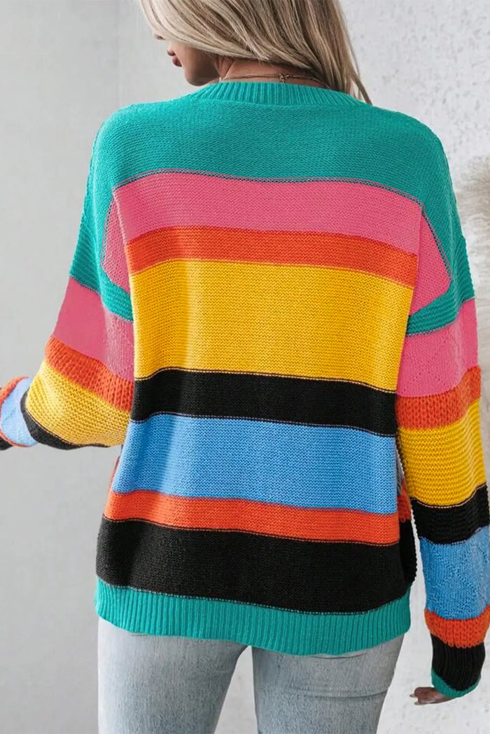 Yellow Colourblock Mixed Textured Drop Shoulder Sweater - Sweaters & Cardigans/Sweaters