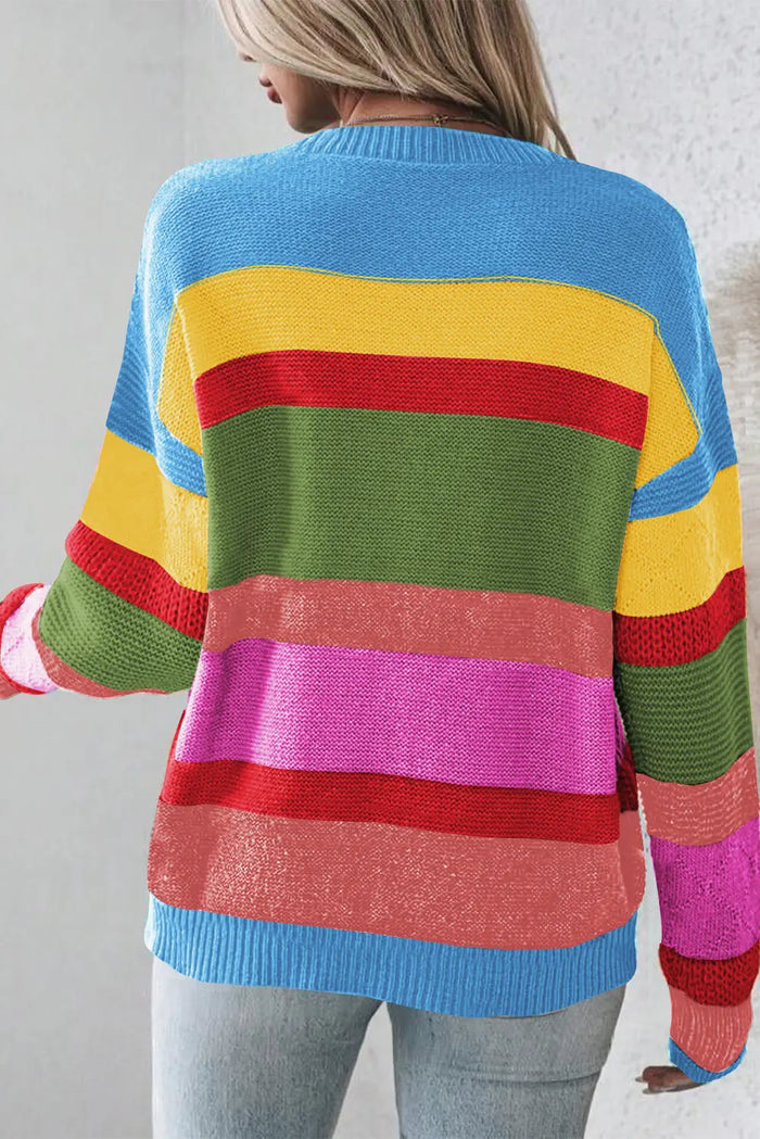 Yellow Colourblock Mixed Textured Drop Shoulder Sweater - Sweaters & Cardigans/Sweaters