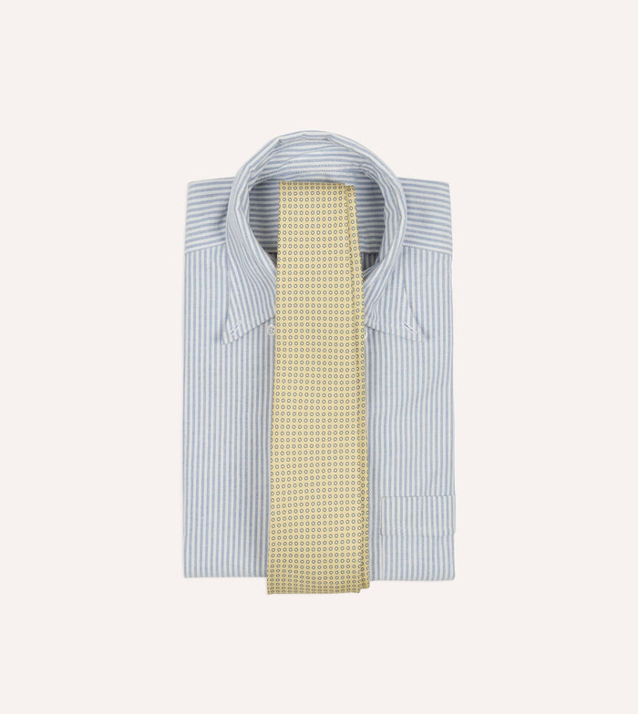 Yellow Mini Circle Print Silk Self-Tipped Tie